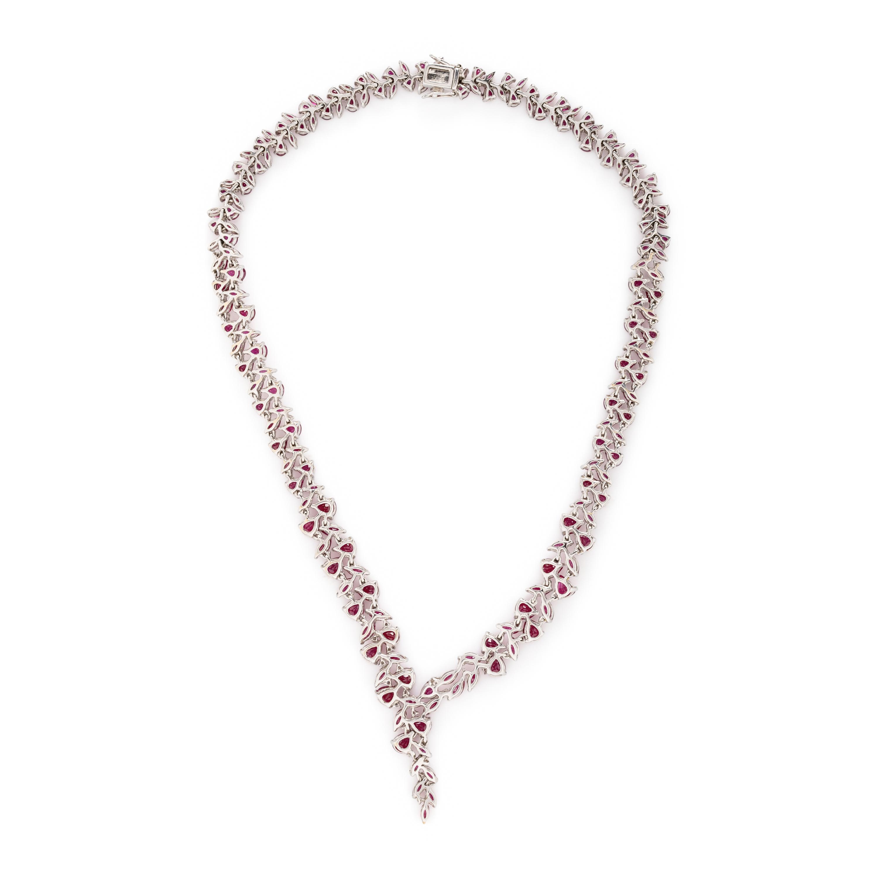 RUBY, DIAMOND, AND WHITE GOLD NECKLACE