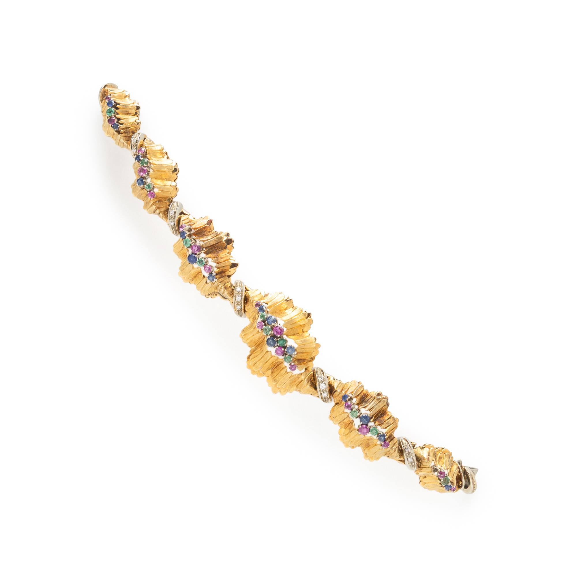 RUBY, EMERALD, SAPPHIRE AND DIAMOND BRACELET