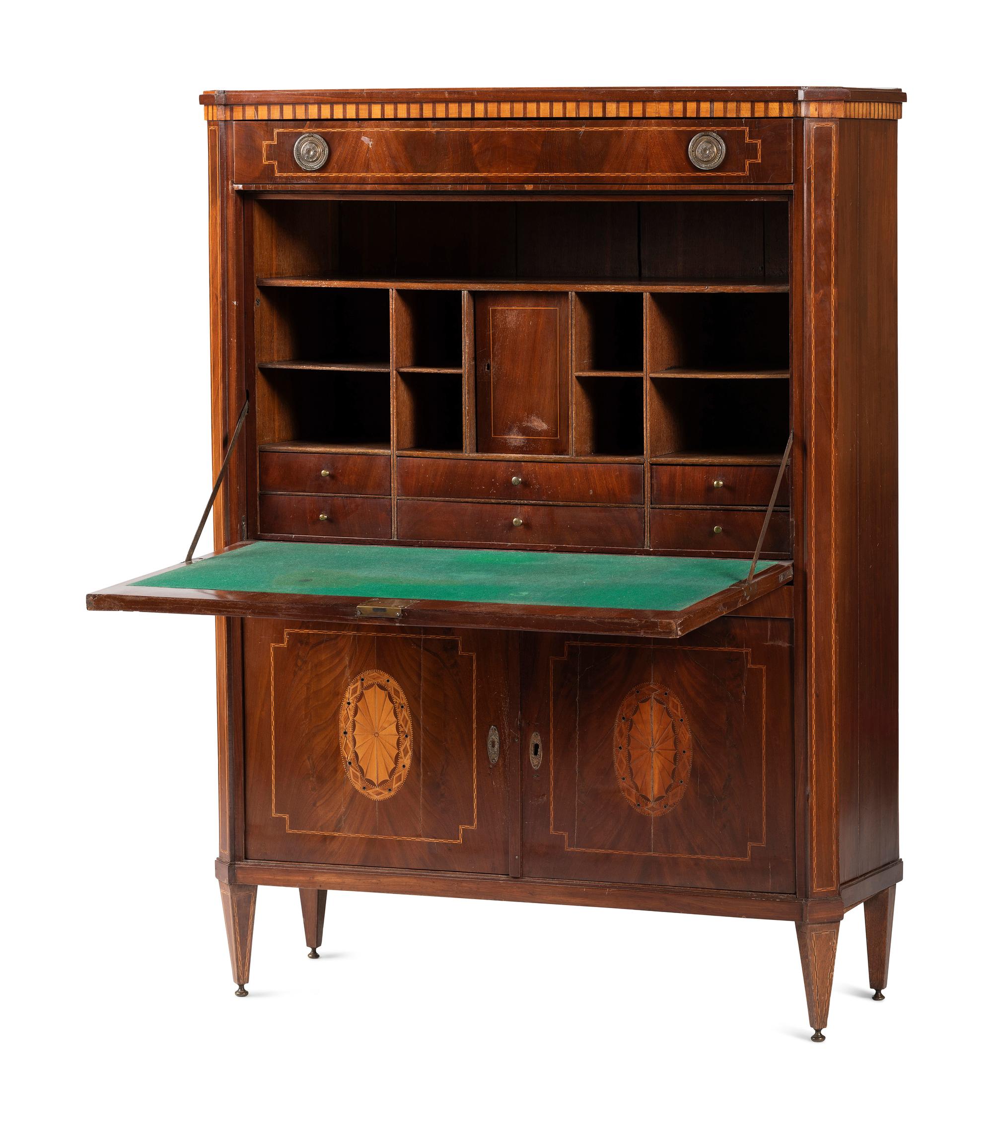 A Regency Inlaid Mahogany Fall-Front Secretary Desk