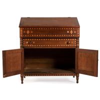 An Ohio Mennonite Inlaid Walnut and Cherrywood Slant Front Desk and Cupboard
