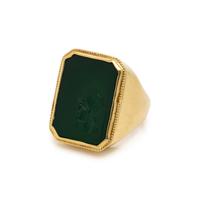 YELLOW GOLD AND GREEN CHALCEDONY INTAGLIO RING