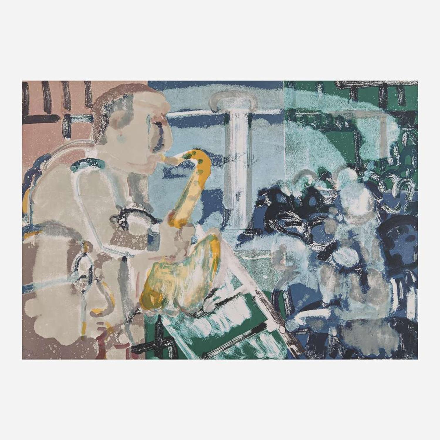 Romare Bearden (American, 1911-1988) Stomp Time (Solo Player) from the Jazz Series