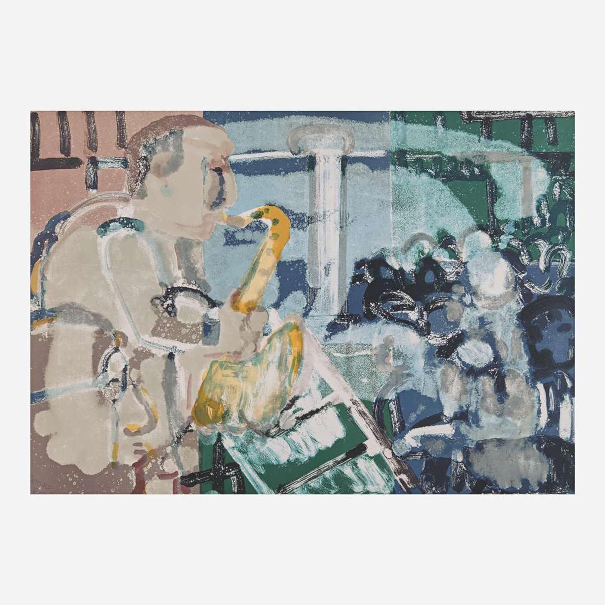 Romare Bearden (American, 1911-1988) Stomp Time (Solo Player) from the Jazz Series