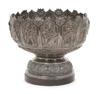 A Thai/Burmese Silver Footed Bowl