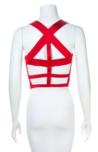 A Gianni Versace Red Silk Bondage Harness Bodice, Size 40.