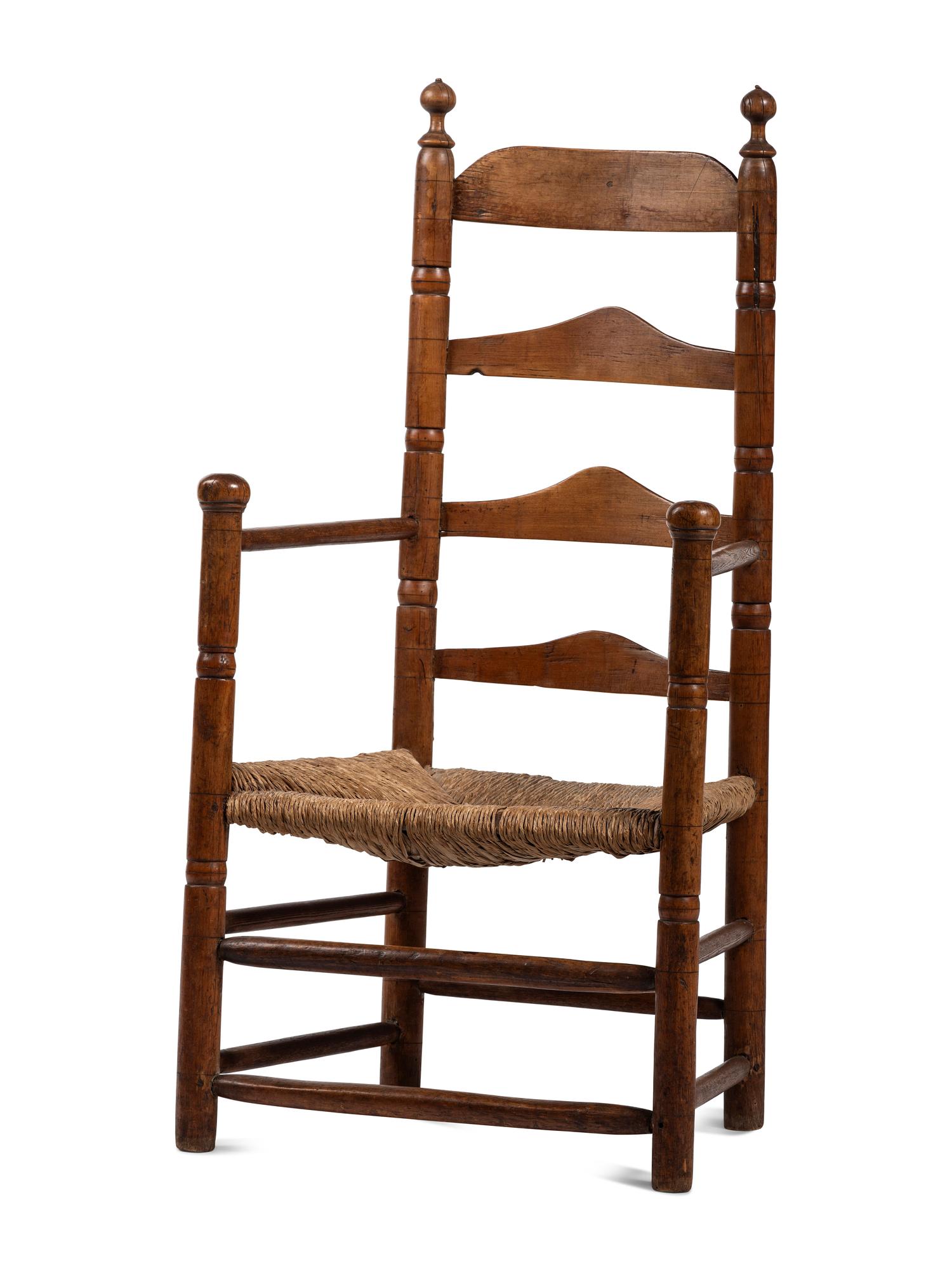 A Pilgrim Century Slat-Back Rush-Seat Armchair