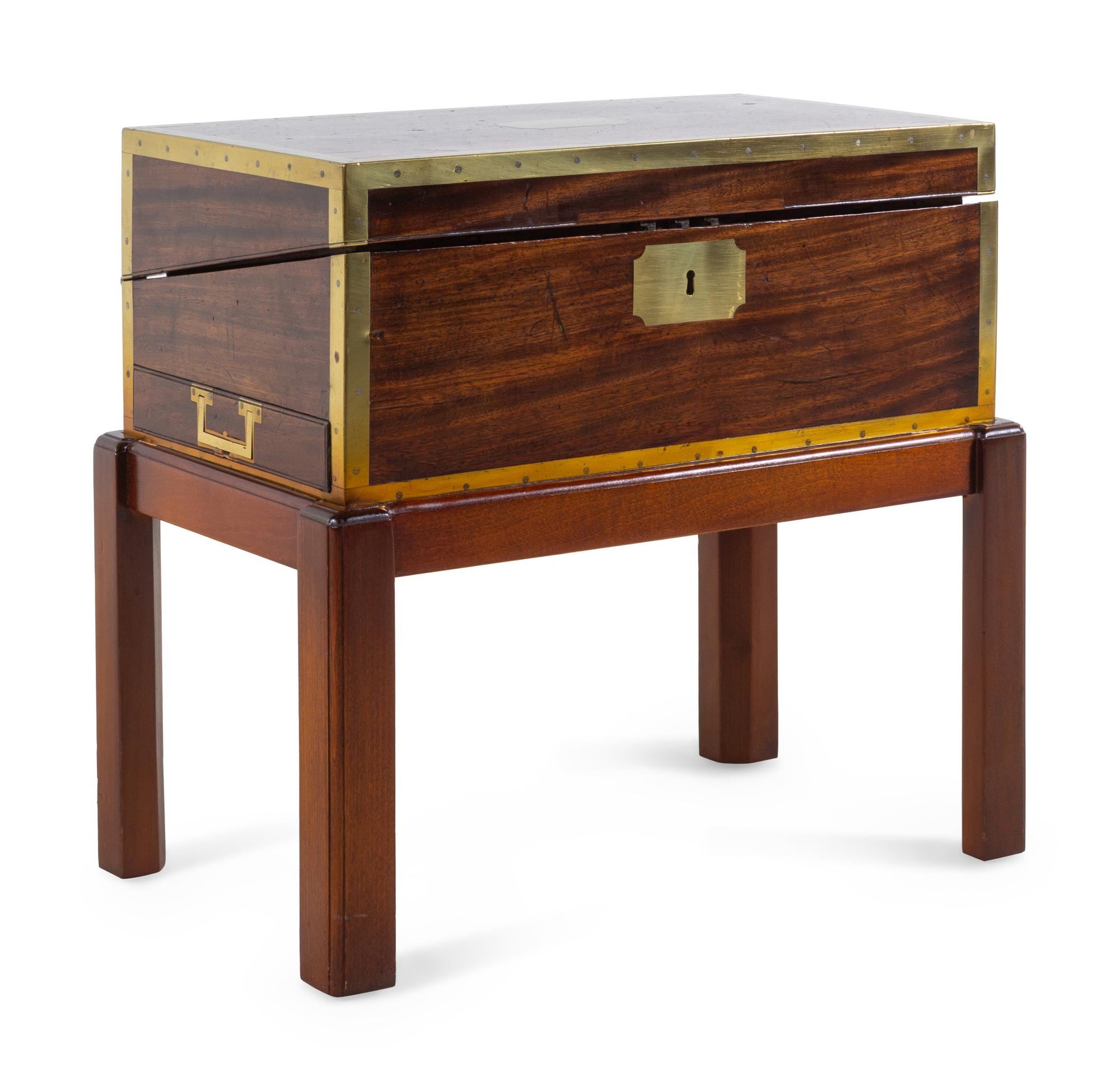 A Regency Brass Banded Mahogany Campaign Desk