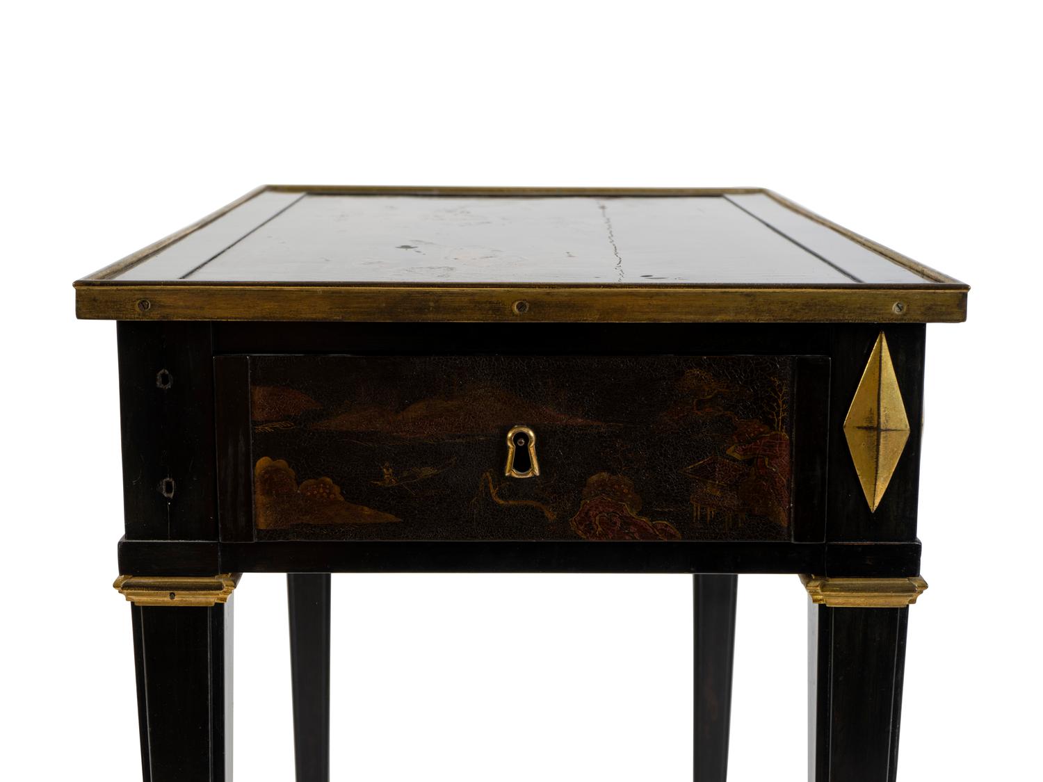 A French Empire Style Black Lacquer and Gilt Bronze Mounted Side Table — 19TH CENTURY