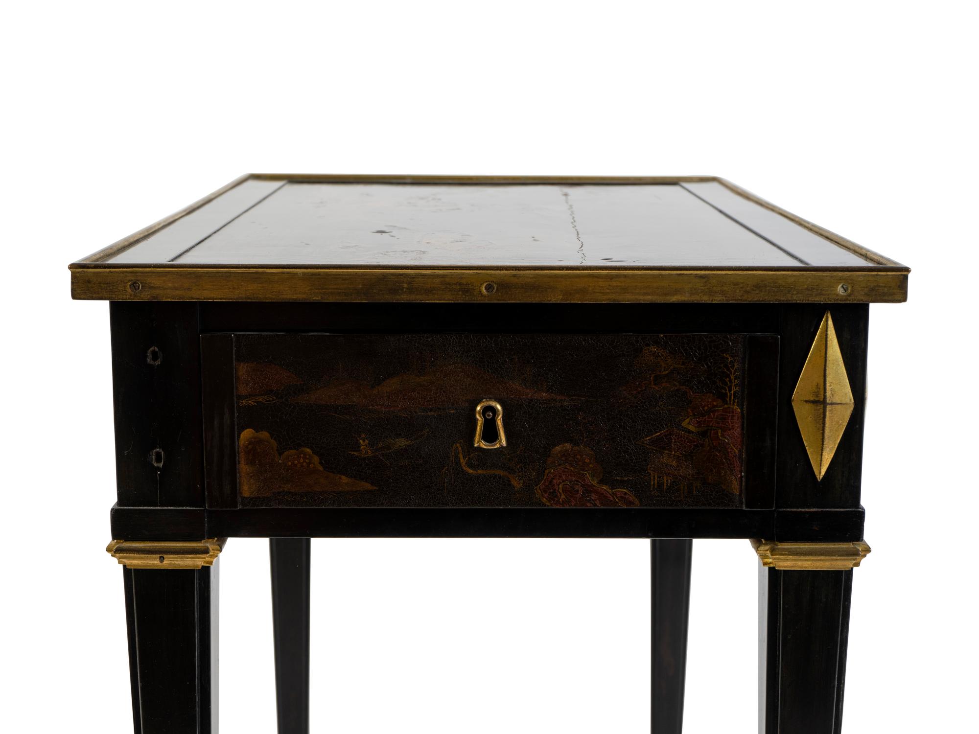 A French Empire Style Black Lacquer and Gilt Bronze Mounted Side Table — 19TH CENTURY