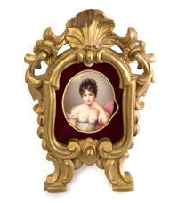 A Continental Porcelain Plaque Height of plaque 3 1/4 x width 2 5/8 inches.