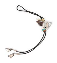 An Inlaid Silver Elk Bolo Tie by Joe Zun