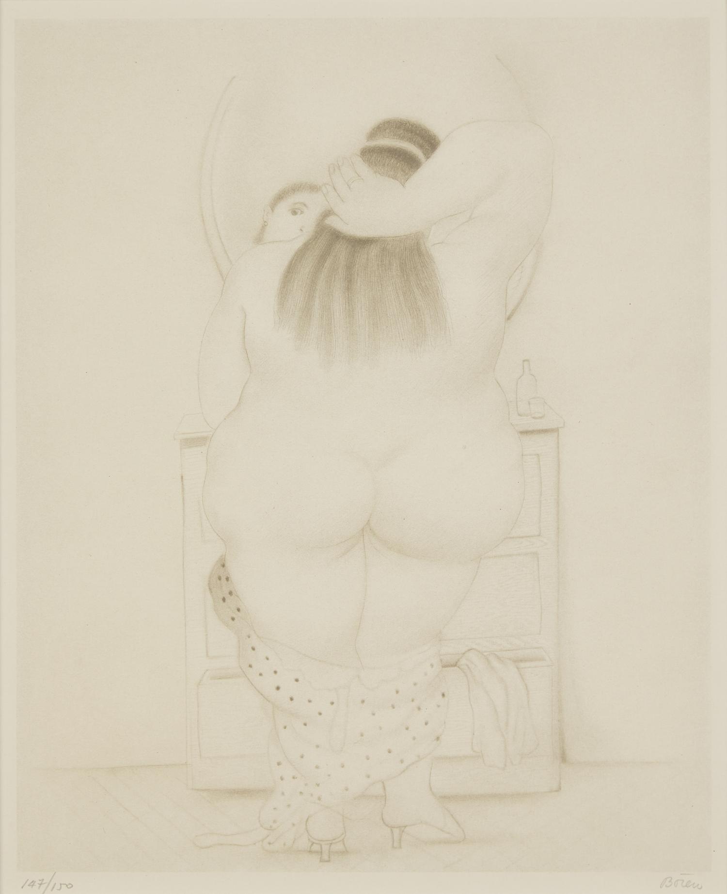 Fernando Botero (Colombian, 1932-2022) — Mujer ante el espejo (from Botero: Dessins et Aquarelles ), 1984