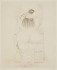 Fernando Botero (Colombian, 1932-2022) — Mujer ante el espejo (from Botero: Dessins et Aquarelles ), 1984