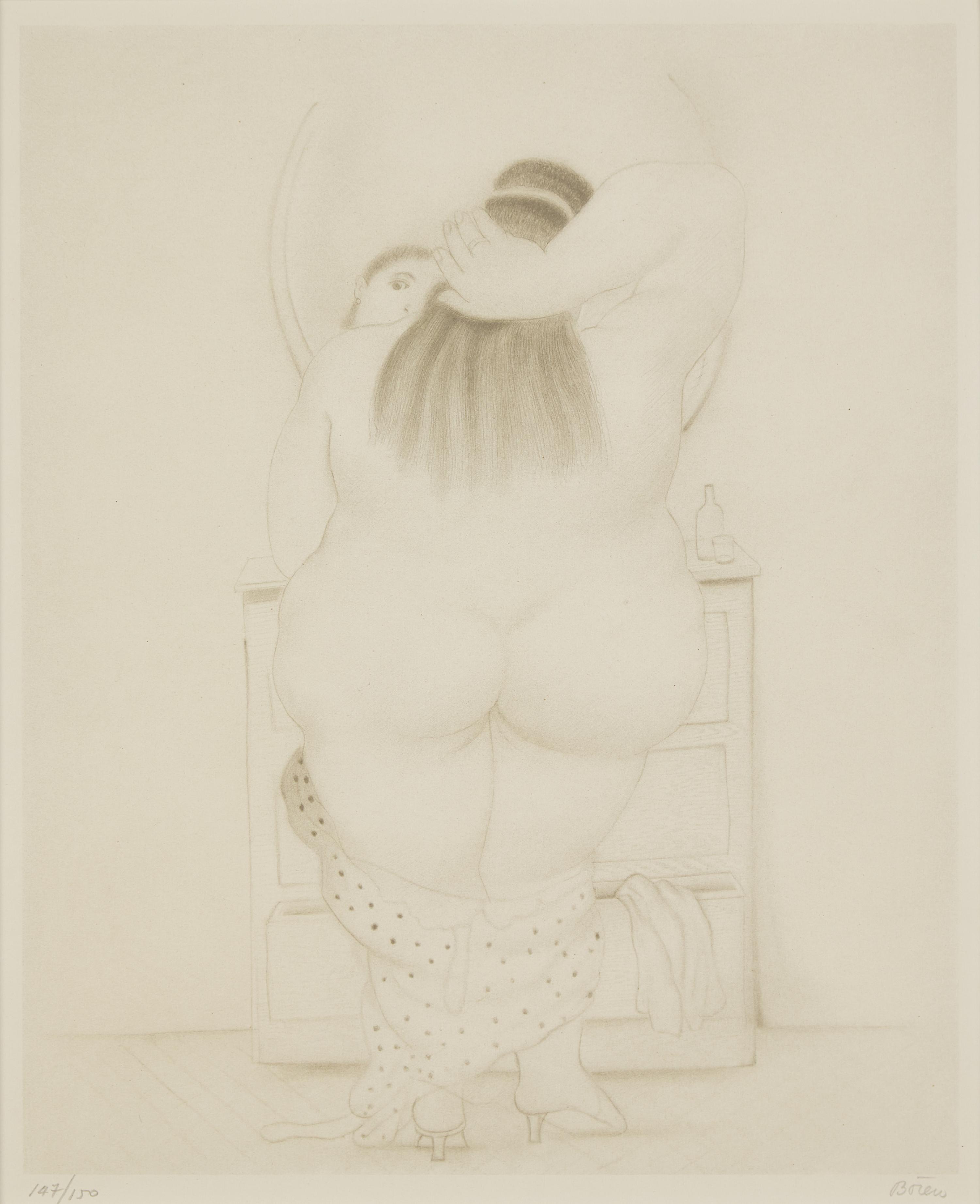Fernando Botero (Colombian, 1932-2022) — Mujer ante el espejo (from Botero: Dessins et Aquarelles ), 1984