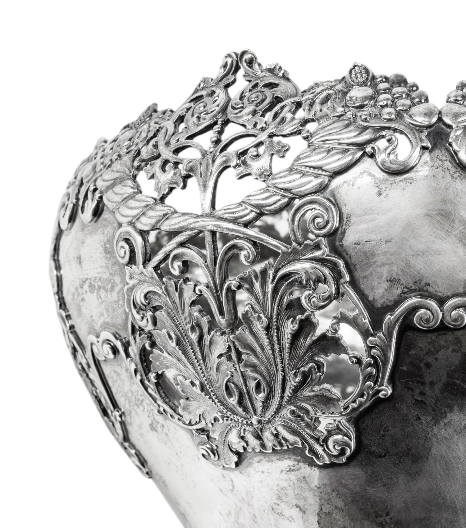 An American Silver Vase with Reticulated Rim