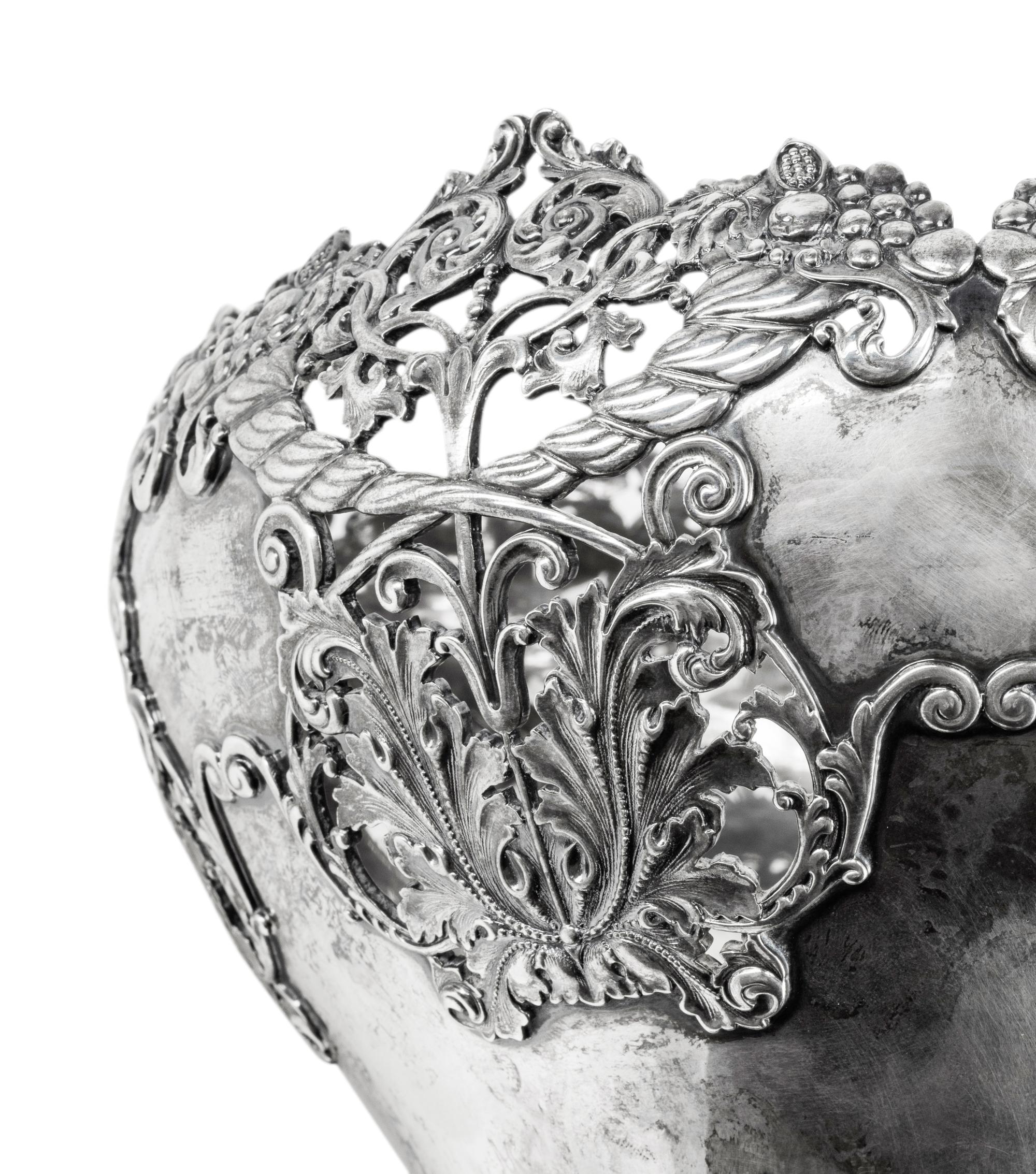 An American Silver Vase with Reticulated Rim