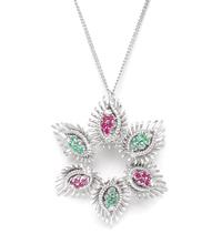 An 18 Karat White Gold, Diamond, Emerald and Ruby Pendant/Brooch, 8.90 dwts.