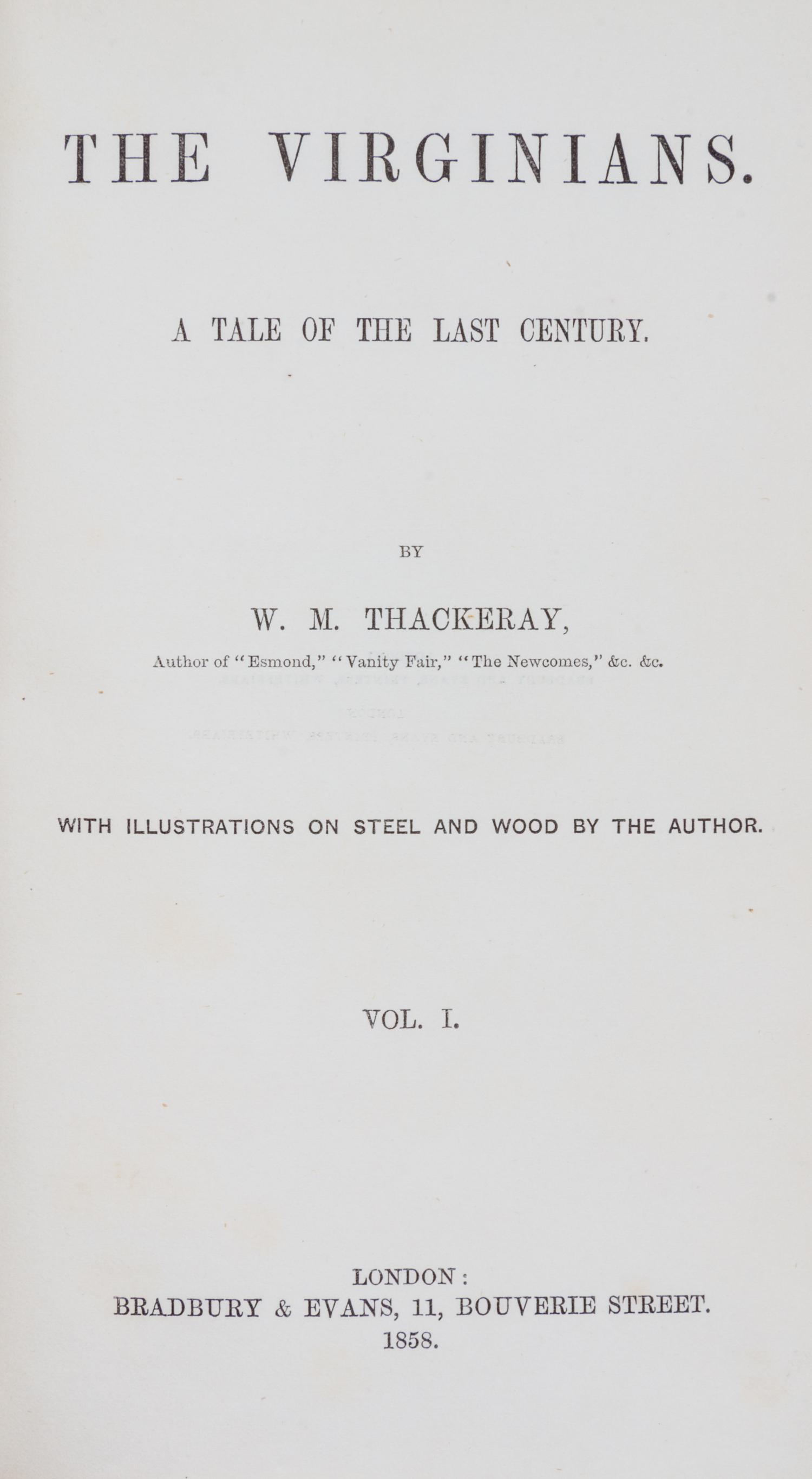 THACKERAY, WILLIAM MAKEPEACE. The Works. London, 1848. 34 vols.