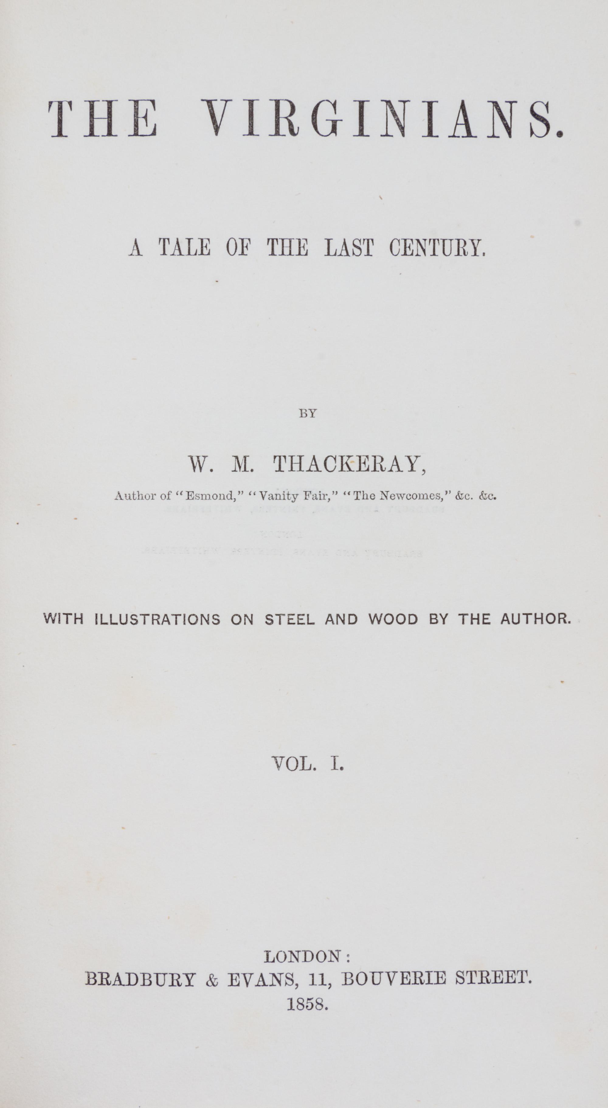 THACKERAY, WILLIAM MAKEPEACE. The Works. London, 1848. 34 vols.