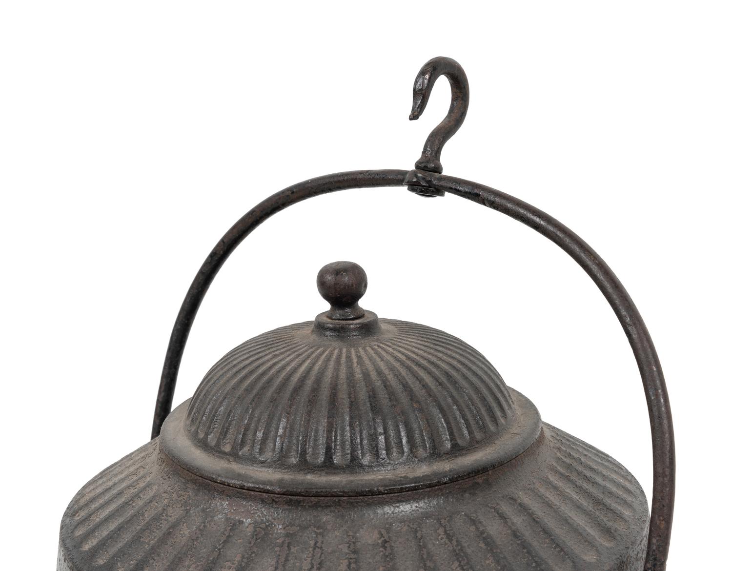 A Large Iron Hearth Kettle