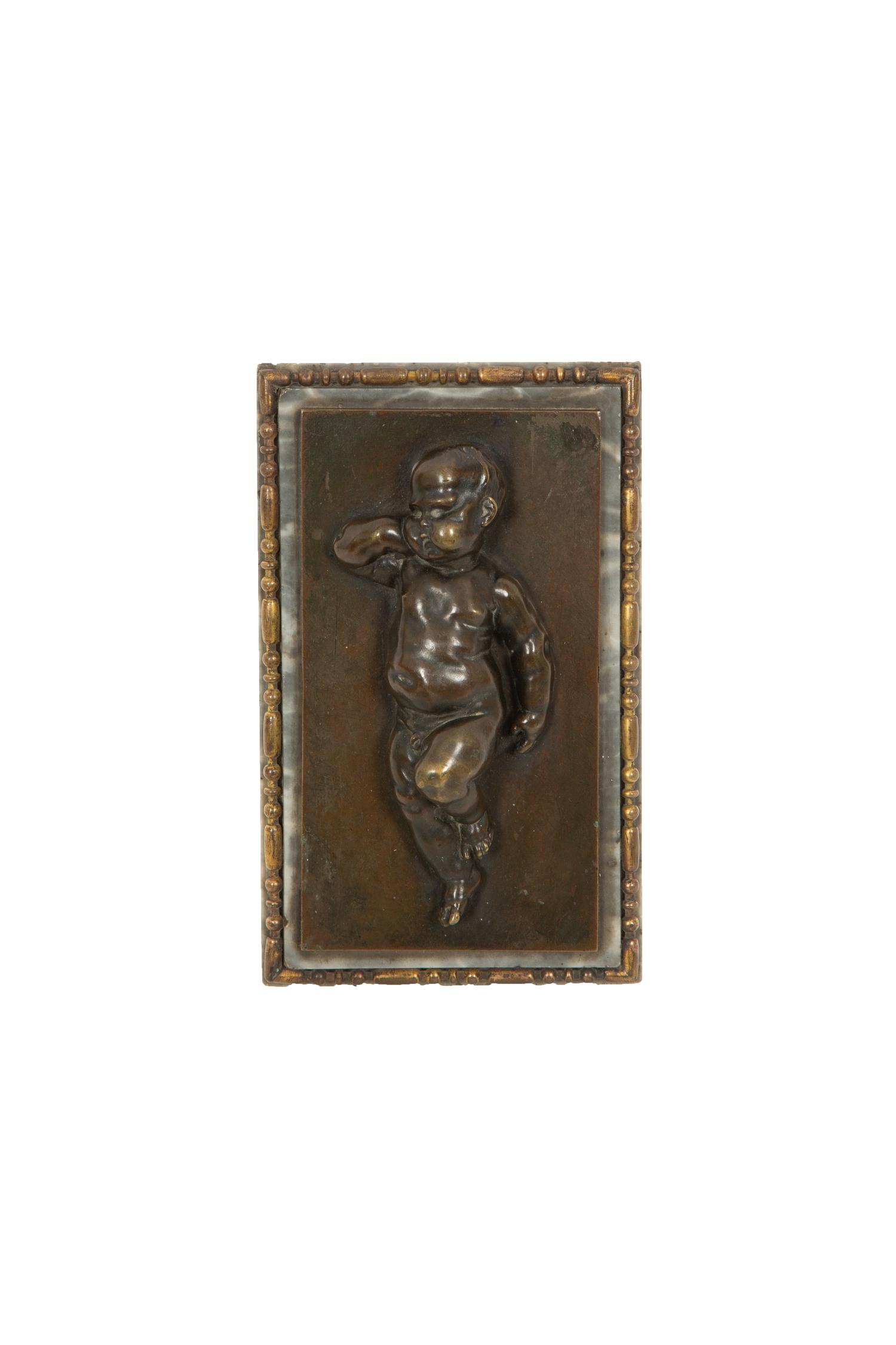 A Group of Brass and Patinated Metal Desk Accessories