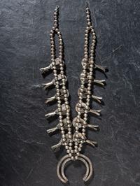 Navajo Silver and Turquoise Squash Blossom Necklace