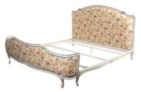 A Louis XV Style Painted and Upholstered King Size Bed Height of headboard 51 x width 82 x depth 76 inches. — 20TH CENTURY