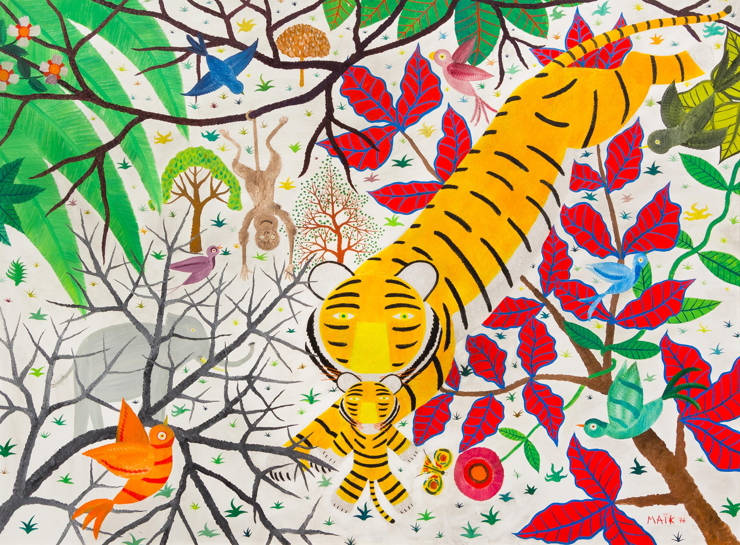 Henri Hecht Maik, (French, 1922-1993), Un Tigre avec maman, 1976