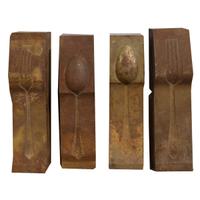 Four Cast Iron Silverware Dies 2.5" W x 3" D x 9" H — United States, 20th Century
