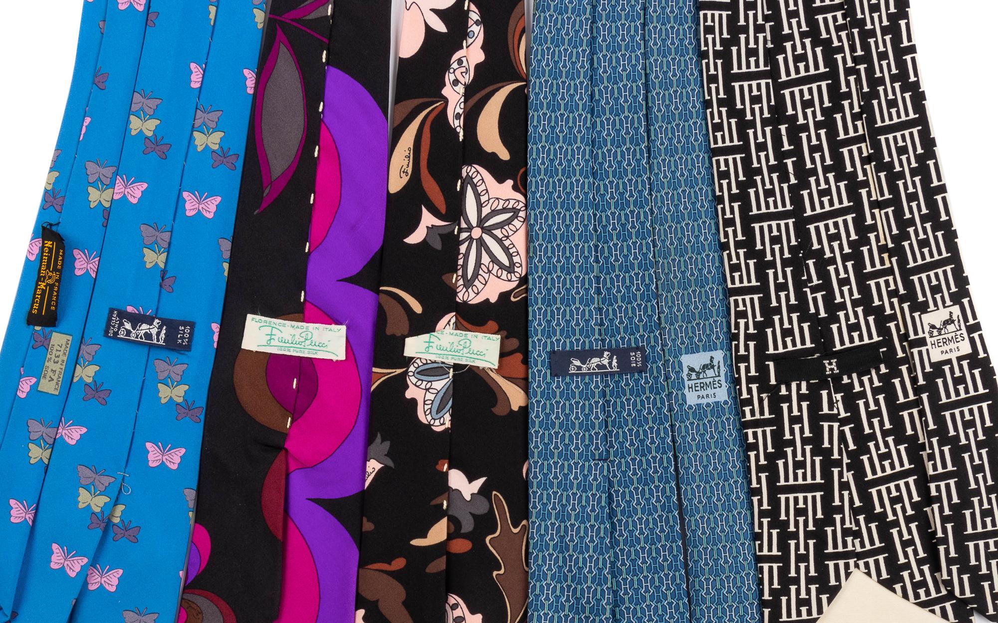 Collection of Five Ties; Two Pucci, Three Hermès