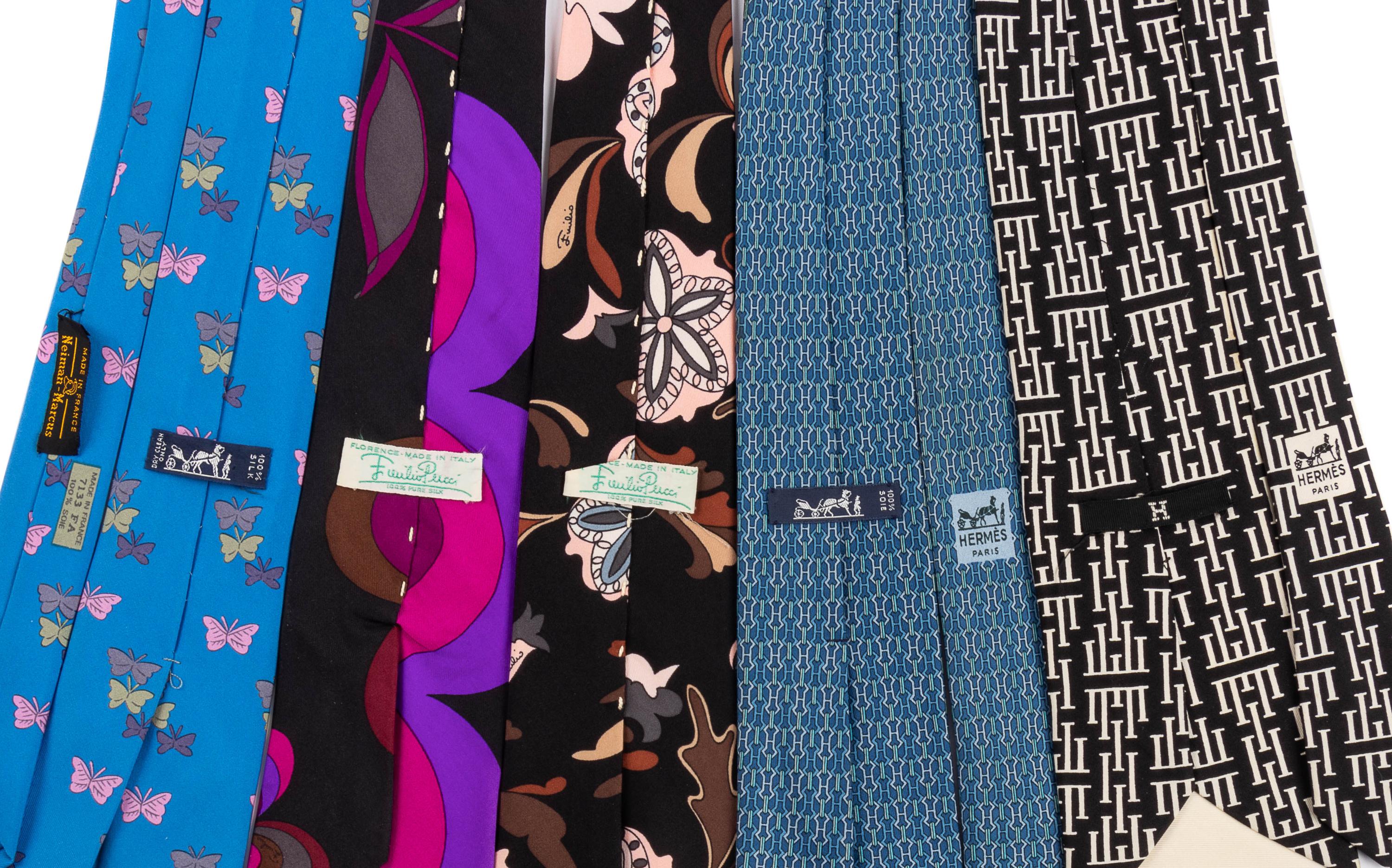 Collection of Five Ties; Two Pucci, Three Hermès