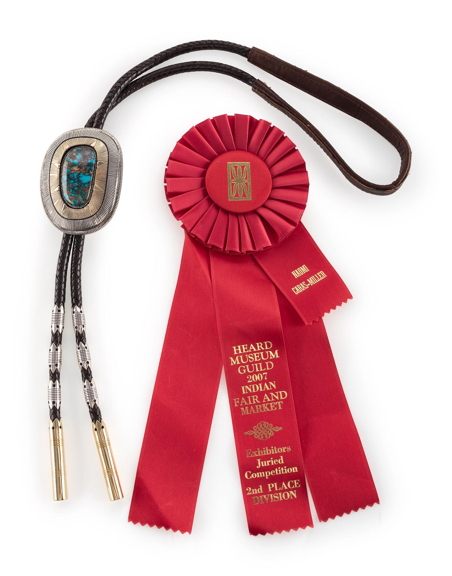 Award Winning Sterling Silver, 18k Gold, and Morenci Turquoise Bolo Tie