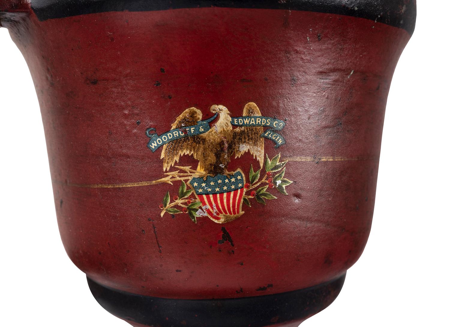 An Elgin National Painted Cast Iron Coffee Mill with Eagle Finial