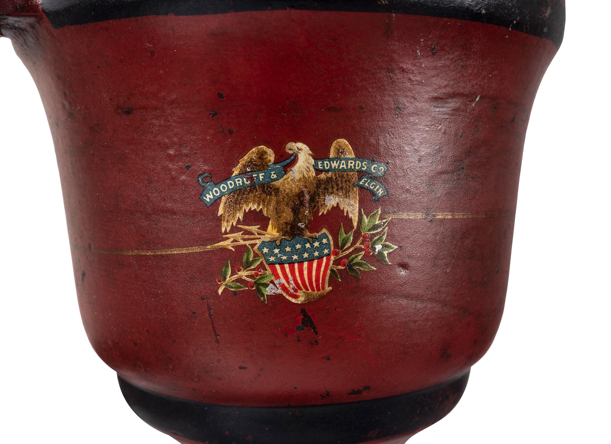 An Elgin National Painted Cast Iron Coffee Mill with Eagle Finial