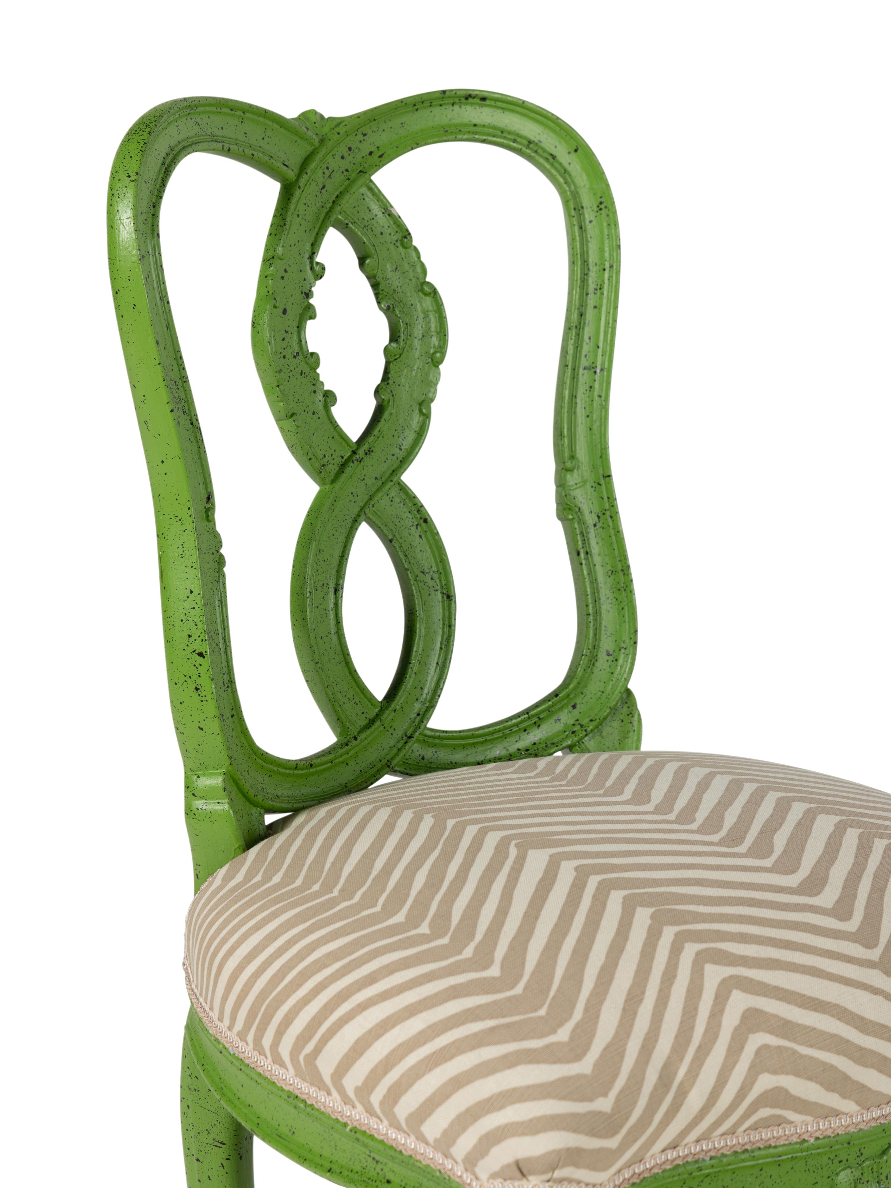 A Pair of Venetian Style Green-Painted Side Chairs