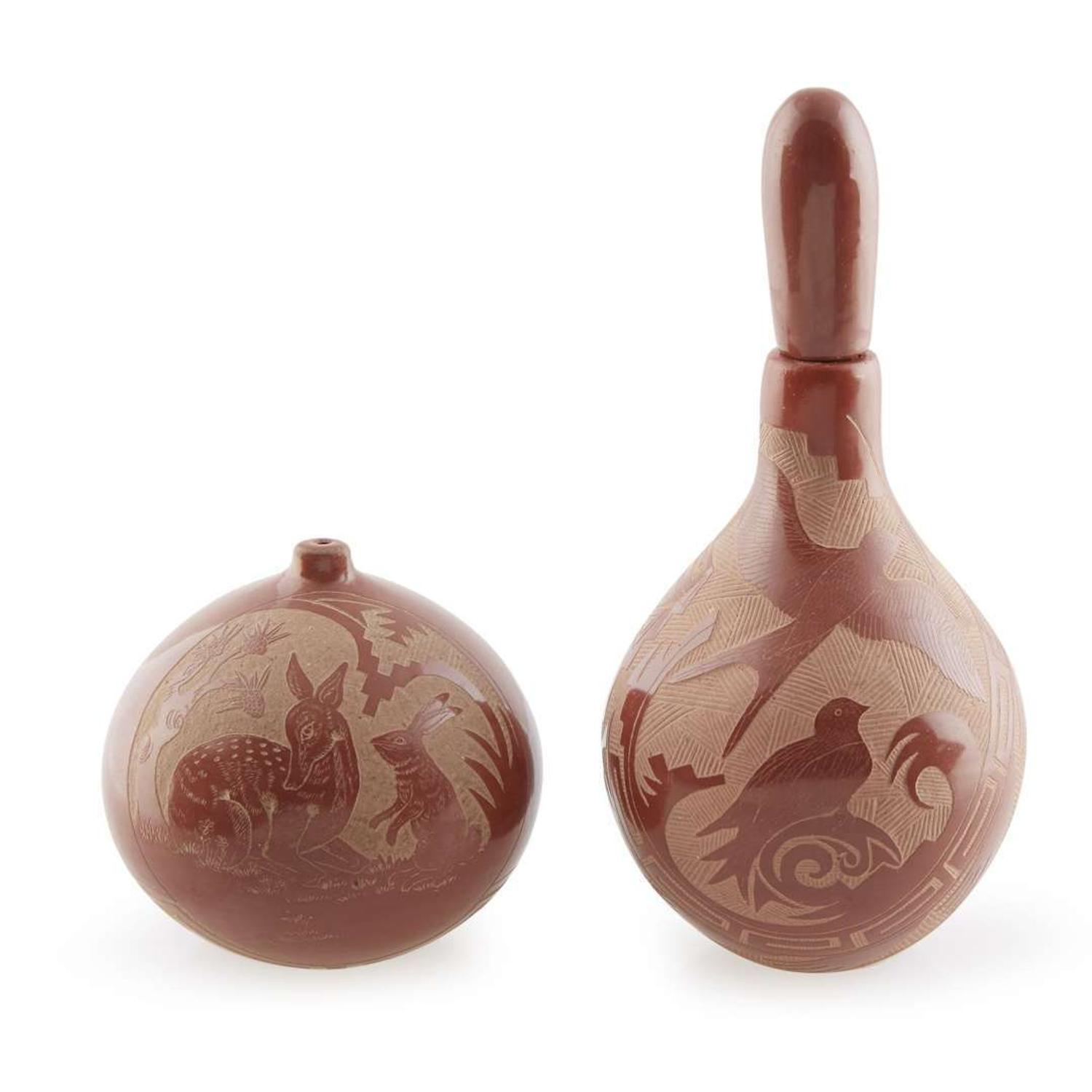 Two Santa Clara pottery seed jars Grace Medicine Flower (b. 1938), 20th century