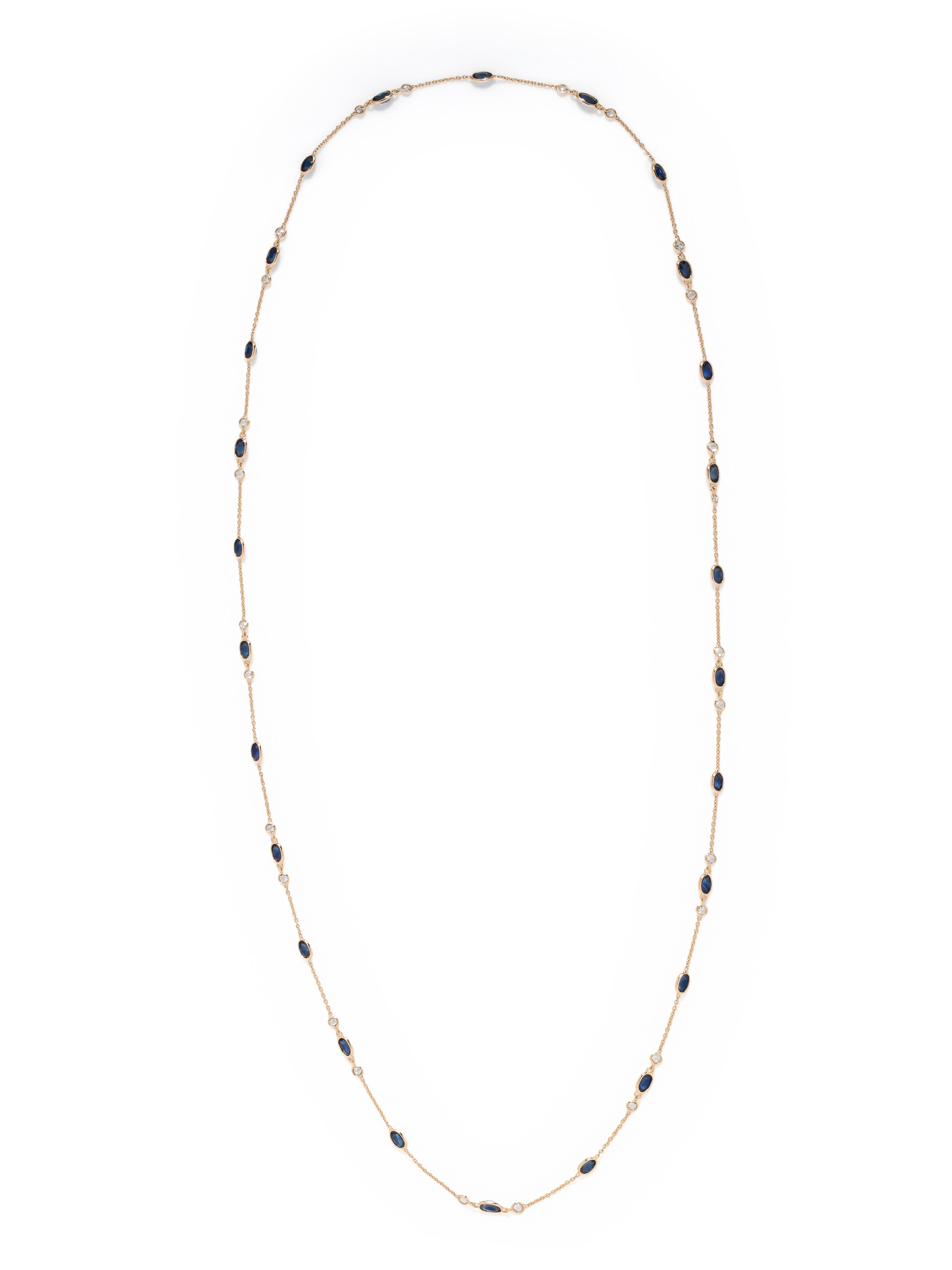YELLOW GOLD, SAPPHIRE AND DIAMOND NECKLACE