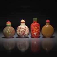 Four Chinese Glass Snuff Bottles, 18th-19th Century — 清中期 料器鼻烟壺四支