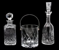 Two Cut Glass Decanters and an Ice Bucket Height of tallest 13 inches. — 20TH CENTURY