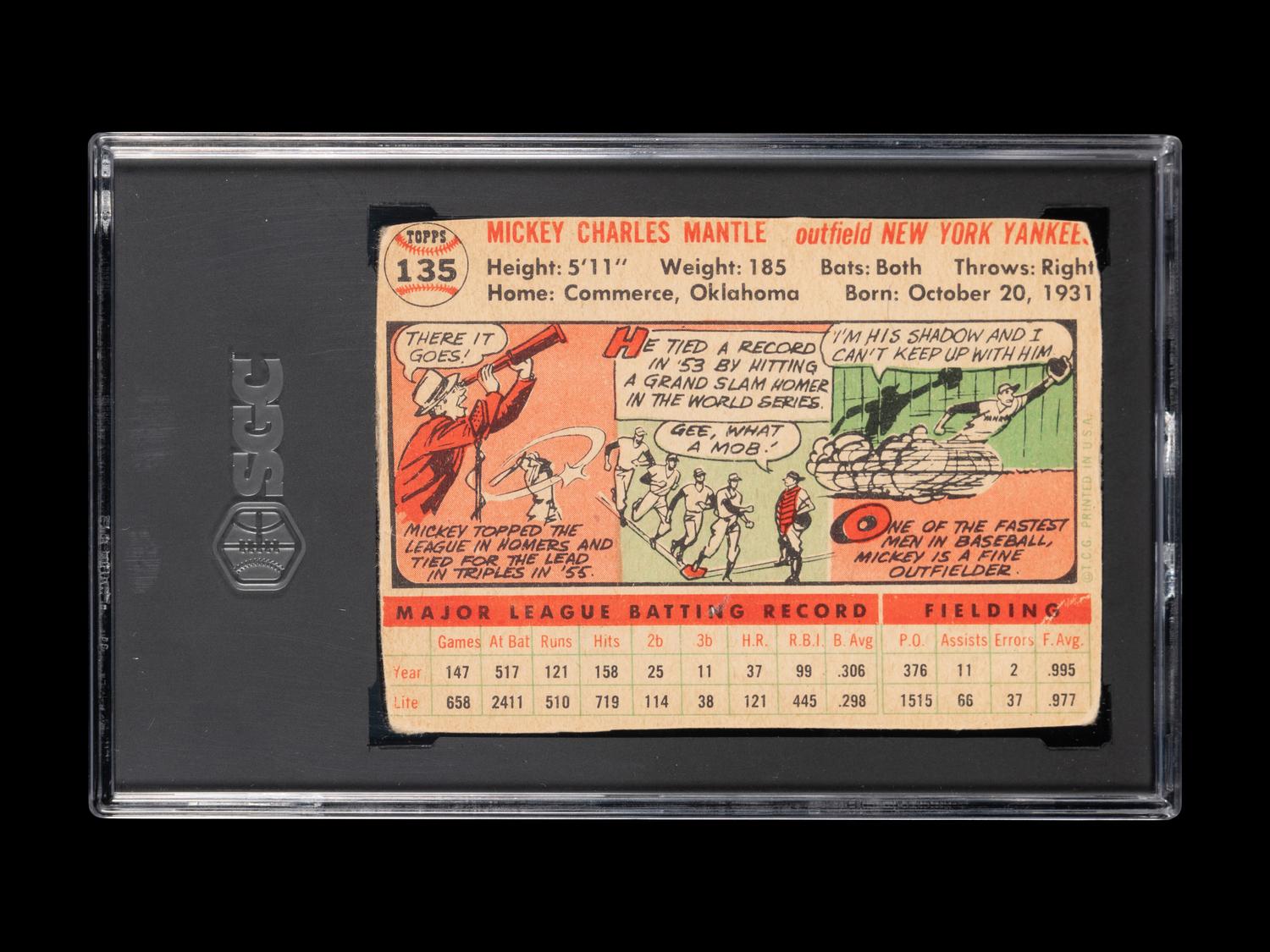 A 1956 Topps Mickey Mantle Baseball Card No. 135 (SGC Authentic)