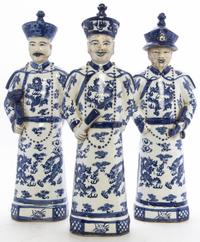 A Set of Three Chinese Glazed Ceramic Figures Height 17 1/2 inches.