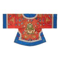 A Chinese Red Ground Silk 'Dragon' Lady's Jacket, Early 20th Century 清晚期 紅地綉龍紋女大襟