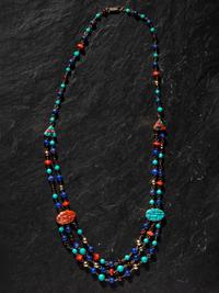 Reversible 14k Gold Multi-strand Necklace, with Channel Inlay Spacers