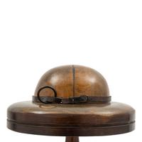 A Walnut and Leather Hat Block or Millinery Form