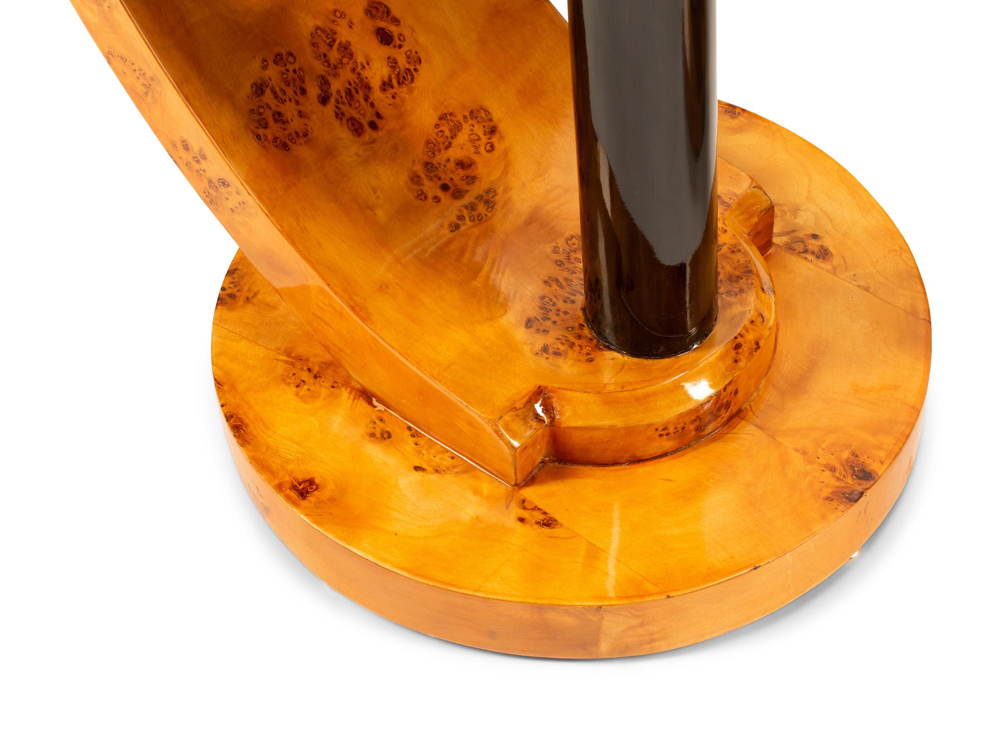 A Pair of Art Deco Style Part Ebonized Burlwood Side Tables