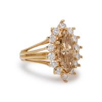 MARQUISE FANCY BROWN-YELLOW DIAMOND RING