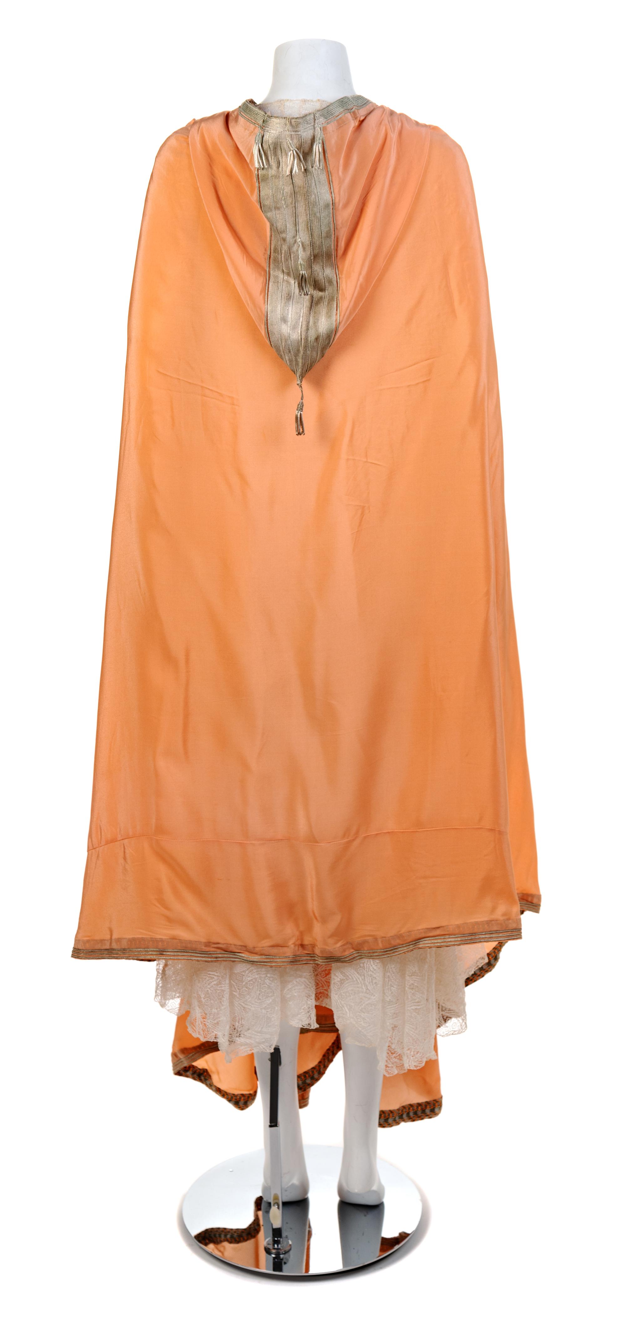 Peach Cape Trimmed with Metallic Braid, 1930-50s