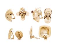 COLLECTION OF YELLOW GOLD EARCLIPS