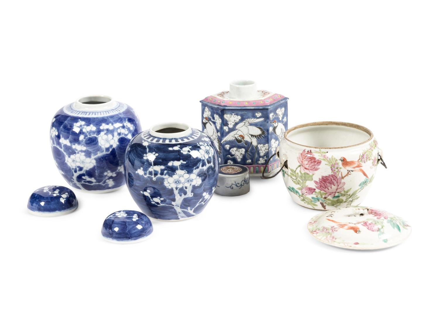 Four Chinese Porcelain Covered Jars