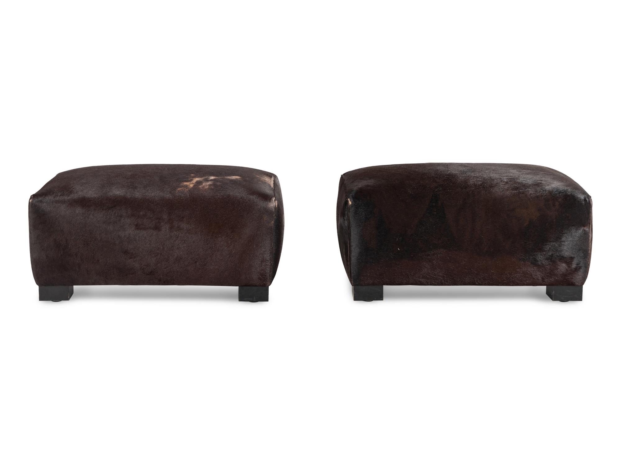 A Pair of Custom Upholstered Ottomans